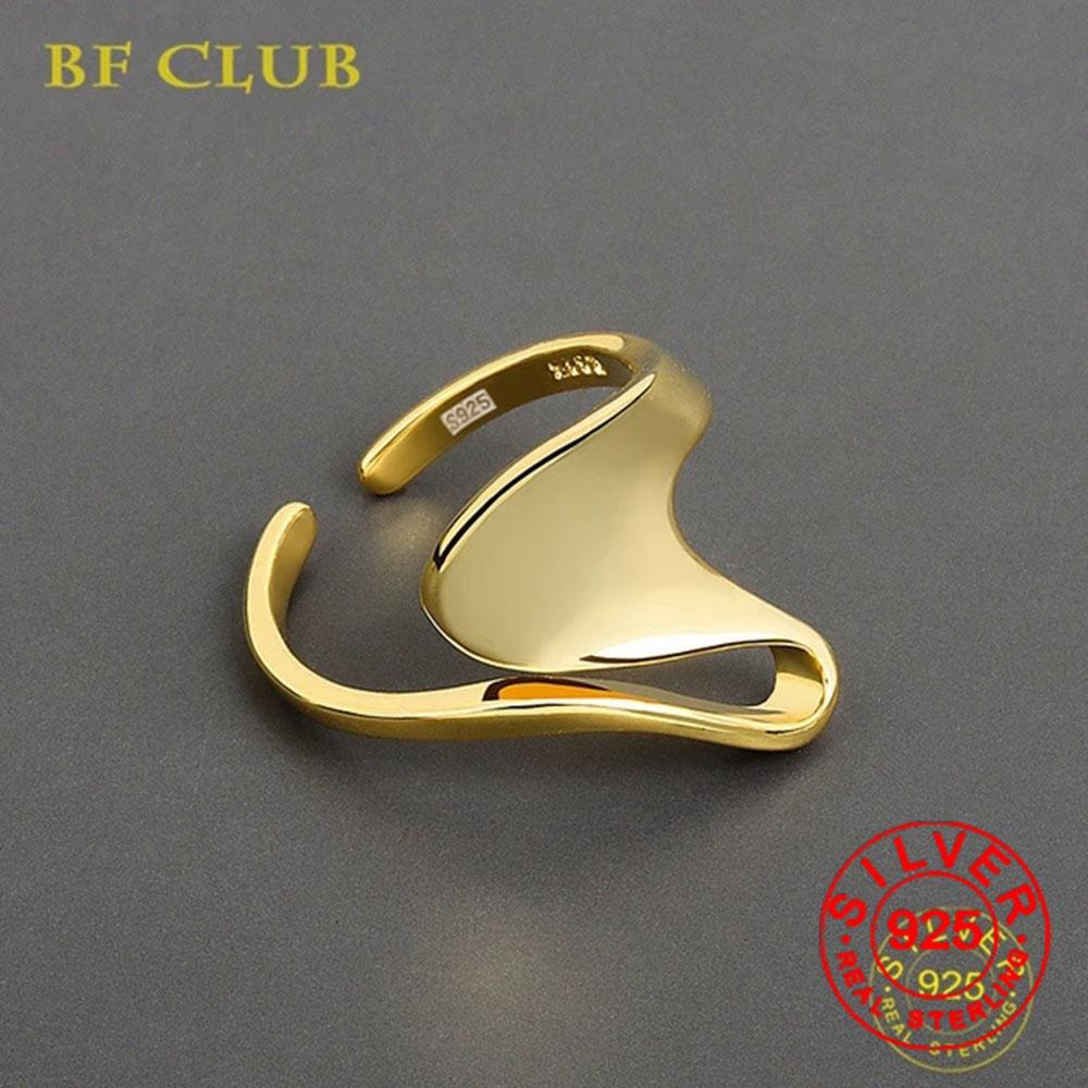 

BF CLUB Silver Color Rings for Women Men Twist Trendy Elegant Creative Design Irregular Adjustable Party Jewelry
