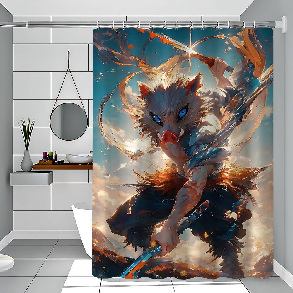Inosuke Hashibira Shower Curtain - Water-Repellent And Leak-Resistant, Mold And Mildew Resistant For