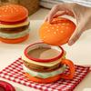 1Pc Italian Hamburger-Shaped Ceramic Cup, Featuring A Multi-Layered Hamburger Design, Bright And Fun Colors, Making It More Convenient To Eat While