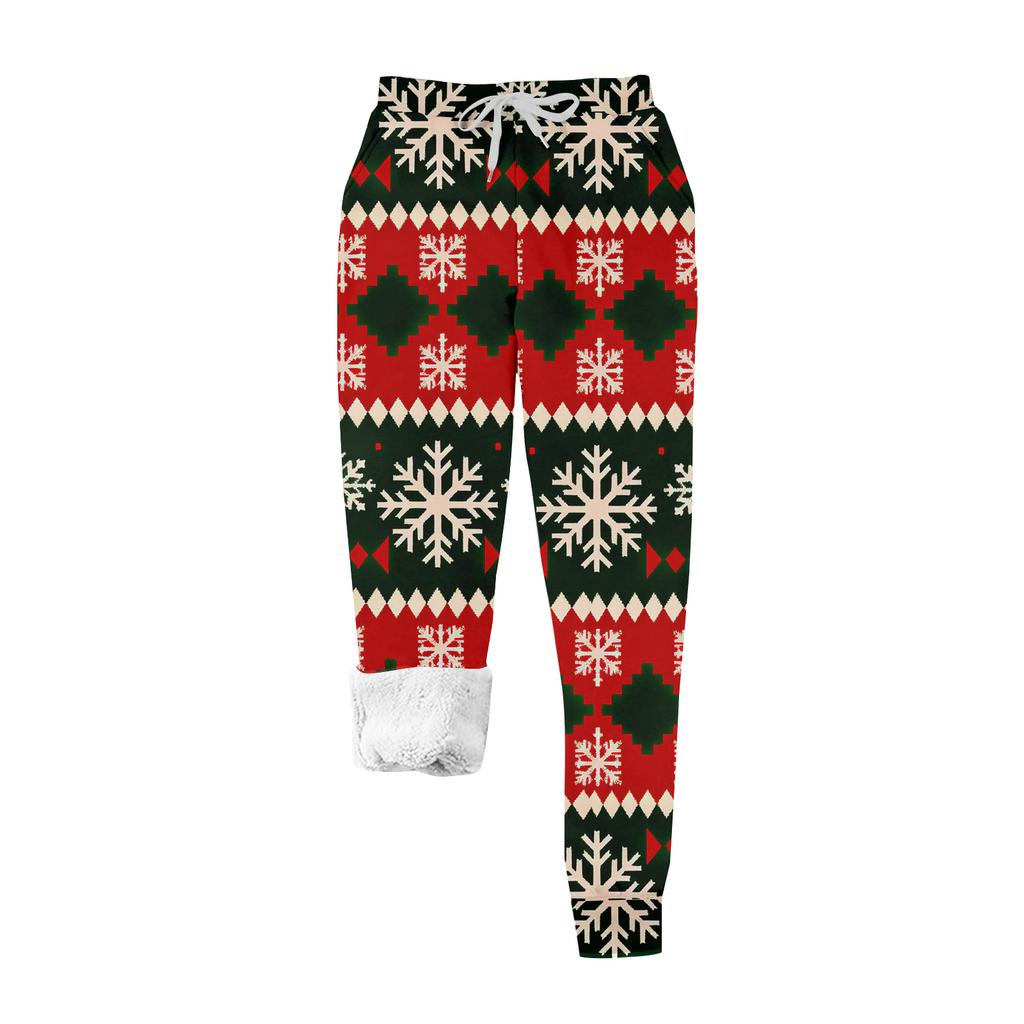 Women's casual fashion home Christmas print plush sweatpants