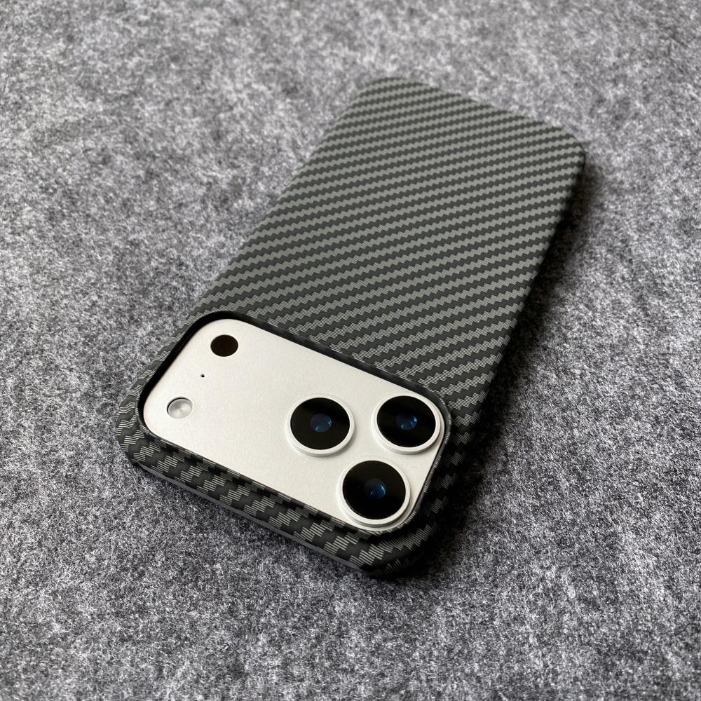 UltraThin Borderless PC Carbon Fiber Phone Case For iPhone 17 Air 16 15 14 13 12 Plus Pro Max Kevlar Texture Bumper Cover