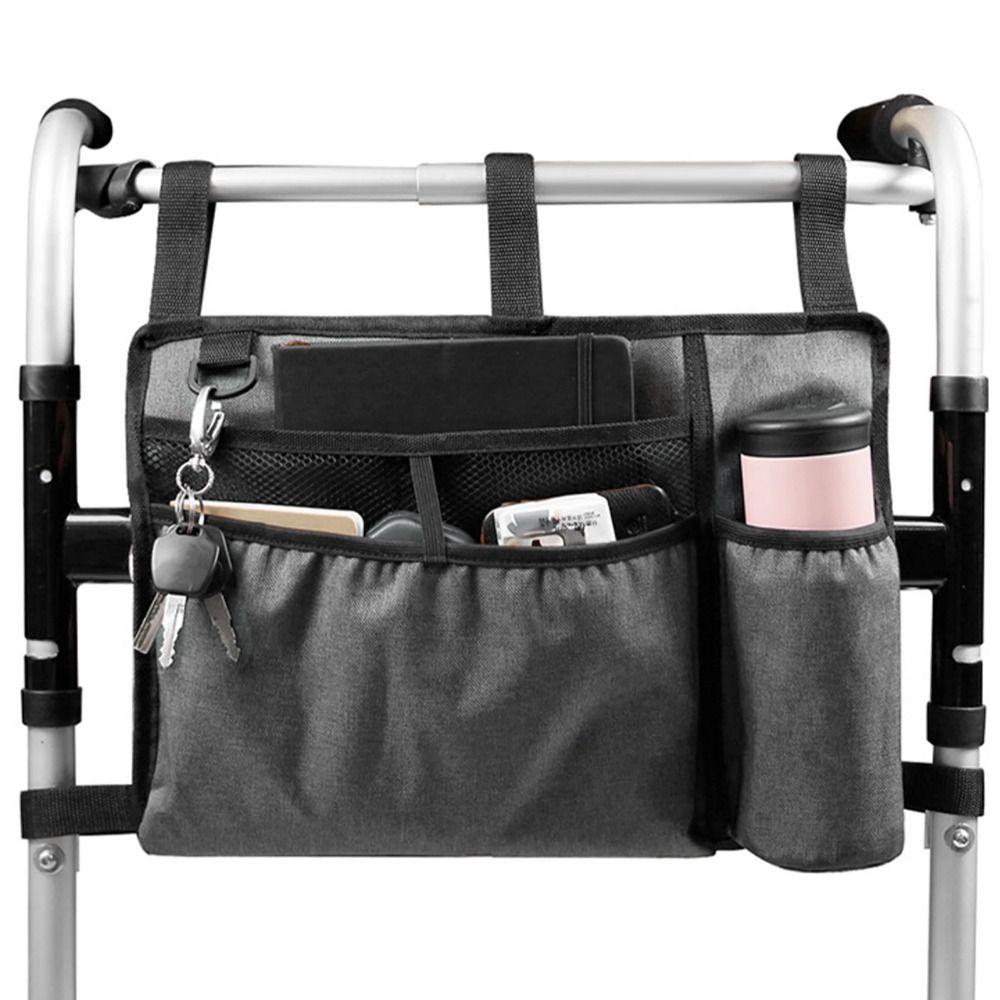 Folding Wheelchair Bag with Cup Holder Walker Carry Storage Pouch Walker Bag  Armrest Accessories