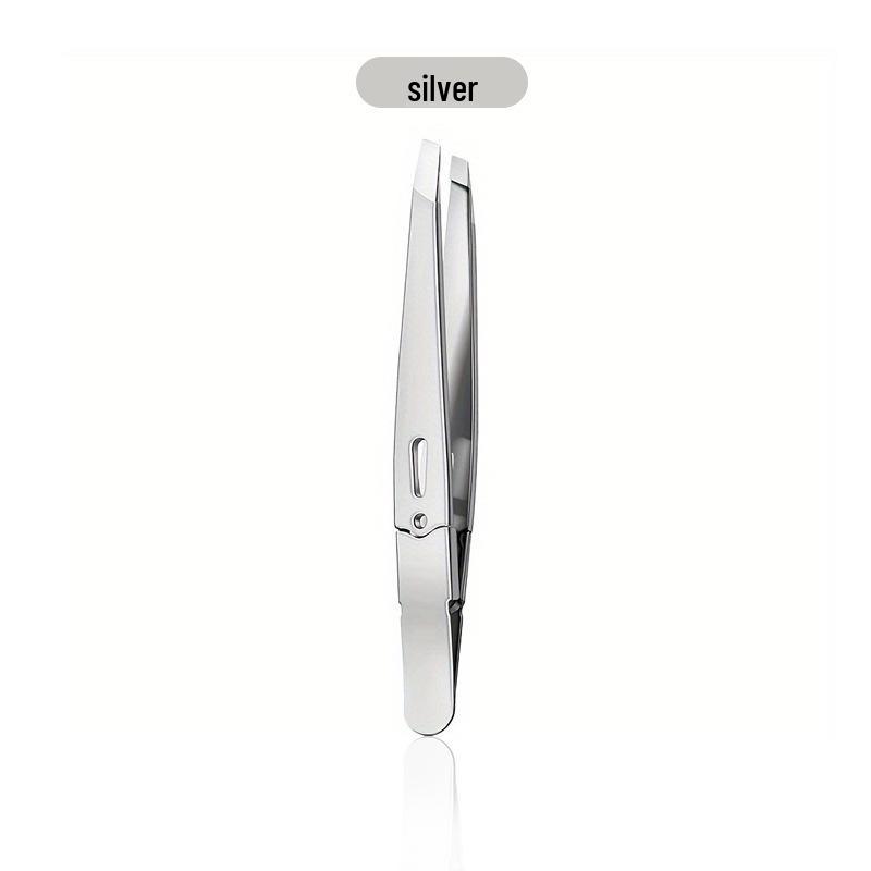 High-Precision Slanted Stainless Steel Eyebrow & Beard Tweezers серебряный