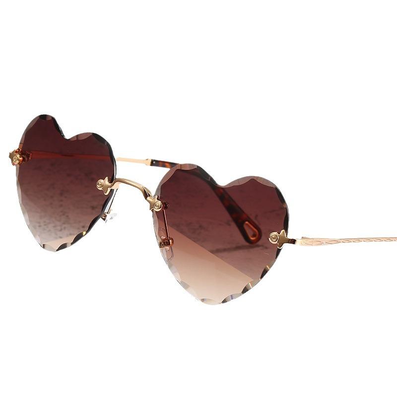 Rimless Sunglasses, Trendy Personalized Street Shot Heart-Shaped Sunglasses, Love Sunglasses For Women