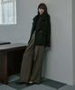 Mualeumoa Wool Blend Semi Wide Pants - Grayish Brown