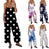Women's Loose Sleeveless Jumpsuits Adjustable Spaghetti Strap Stretchy Long Pant Romper Jumpsuit With Pockets