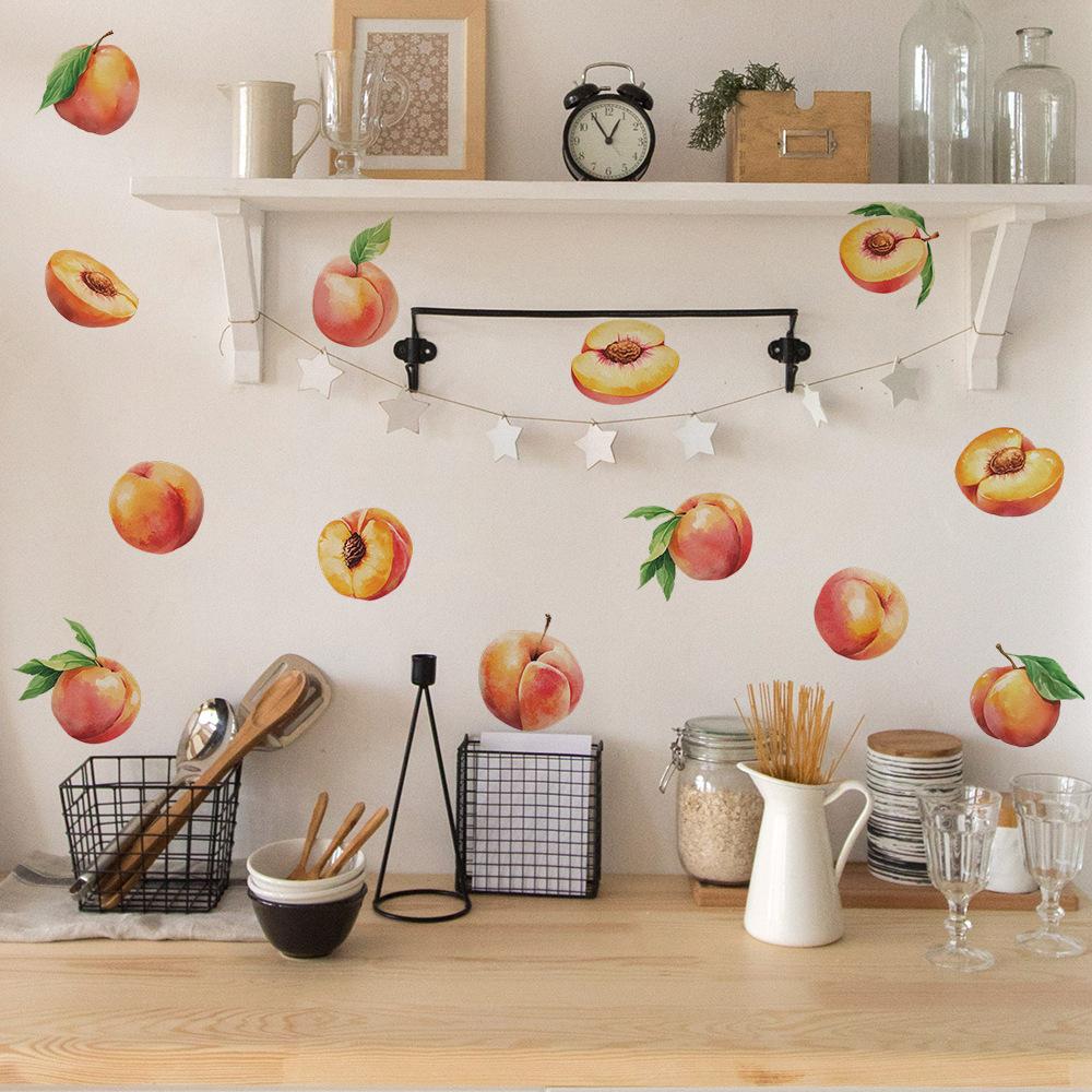 DIY Fruit and Peach Painting Kitchen Dining Room Refrigerator Stickers Home Background and Wall Beautification Stickers