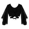 Women 3/4 Tulle Flared Sleeve Crop Top Dancewear Lace-up Indian Belly Dance Costume Tops