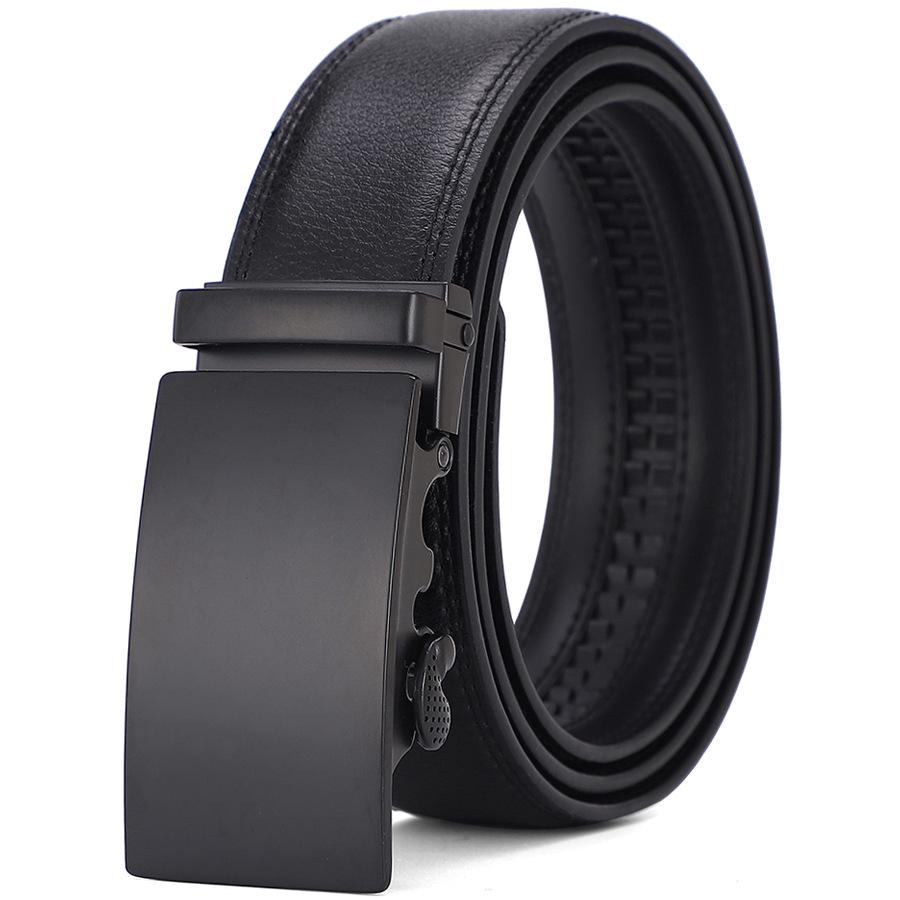 Men's Genuine Leather Automatic Buckle Belt - Cowhide Casual Waist Belt for Pants