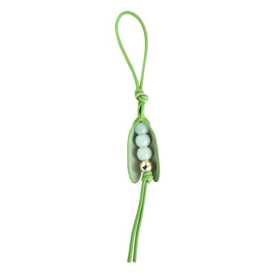 

Bag Pendant Imitation Leather Embedded Imitation Pea Braided Lanyard Straw Canvas Bags Keychain Car Hanger зелёный
