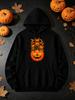 Unisex Hoodie, Halloween Pumpkin And Sunflower Graphic, Pullover Sweatshirt, Casual Streetwear, Autumn Winter Season, Front Pocket And Drawstring Hood