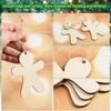 Aug. 50PCS Unfinished Wood Gingerbread Man Ornaments Cutouts Blank Wood Gingerbread Men Hanging Decor With Twine Durable Easy To