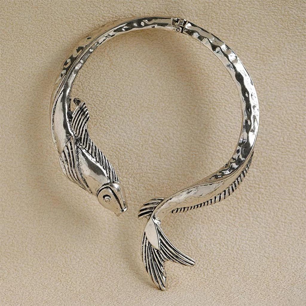 Överdrivet Fiskhalsband Statement Smycken Manschett Halsband Legering Textur Unika Halssmycken för Modeindivider