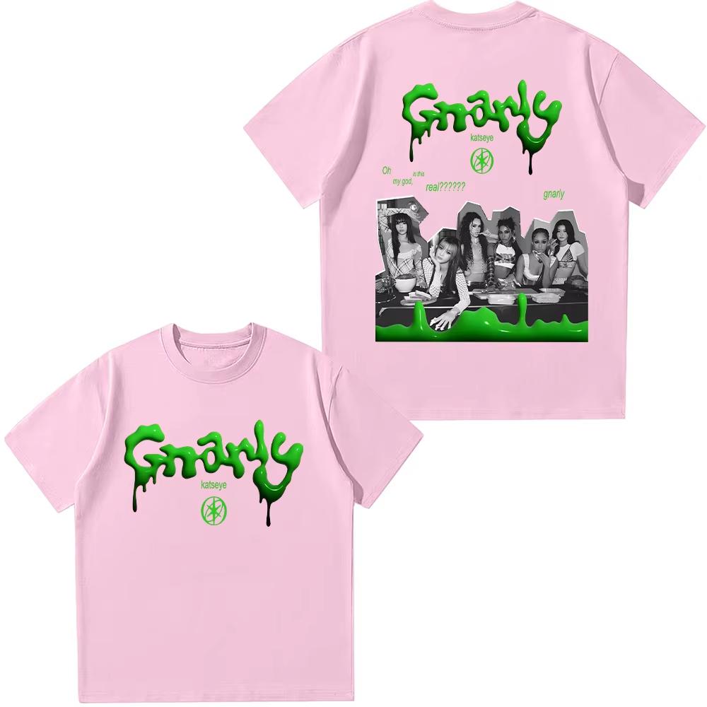 T-Shirts aus Baumwolle im koreanischen Stil KATSEYE Knallharte Grafik T-Shirts Sommer Damen Herren Mode Lässig Streetwear Oberteil Kurzarm T-Shirt Y2K