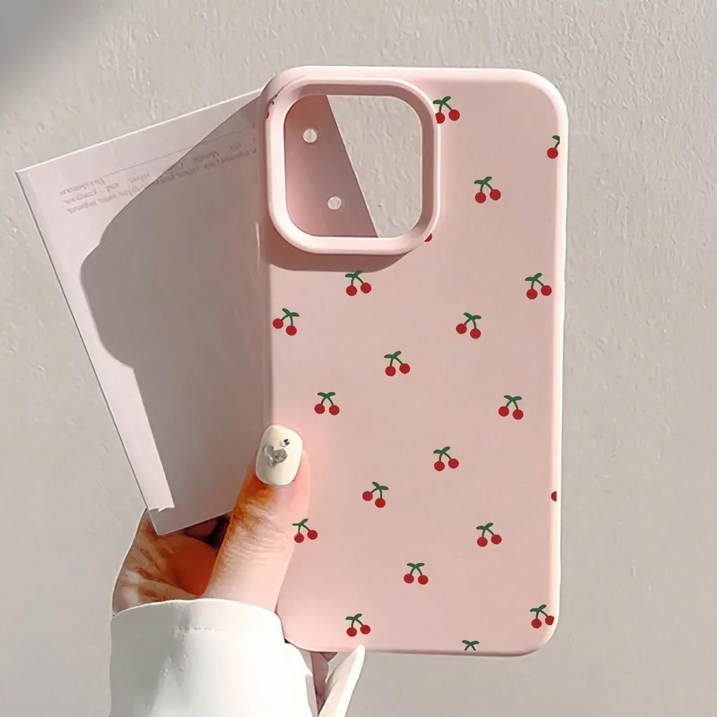 For iPhone 17 16 15 14 13 12 11 Pro Max Case Cute Cartoon Cherry Graphic Silicone Phone Cover For iPhone 15 16 Plus Soft Fundas