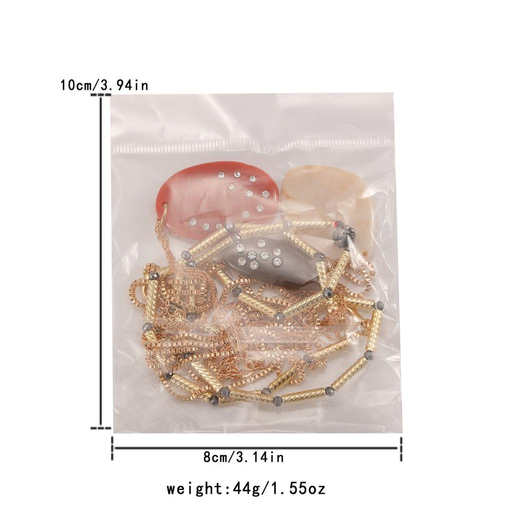 Minimally designed multi-layer resin pendant with diamond inlaid geometric necklace for women's summer fashion collarbone chain