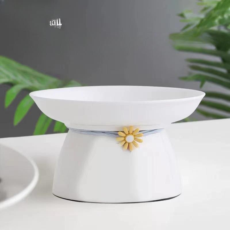 Pet Cat Bowl Ceramic Bowl Tall Black Chin Dog Rice Bowl Cute Drinking Protect Neck Spine Cat Food Bowl Anti Knock Over