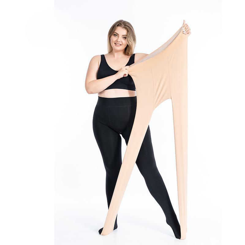 

Зимние термоколготки женские утепленные чулки искусственные полупрозрачные колготки на флисовой подкладке колготки с высокой талией эластичные шерстяные носки больших размеров