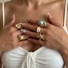 3/5Pcs Gold Color Finger Open Rings Conch Geometric Rings Vintage Starfish Open Ring Set  Women