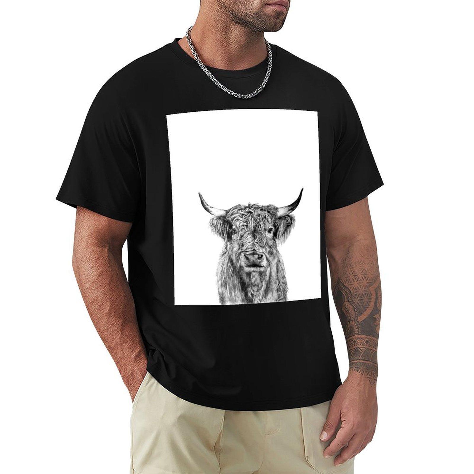 

Scottish Highland Cow TShirt Clothing cotton man tshirts mens graphic tshirts hip hop 4XL