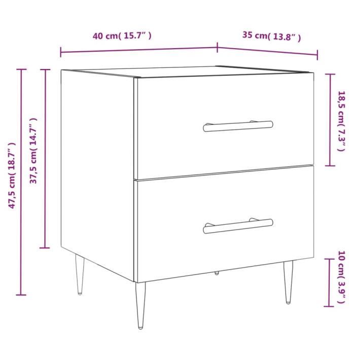 VidaXL Bedside Tables 2 Pcs Sonoma Grey 40x35x47.5 Cm 827289
