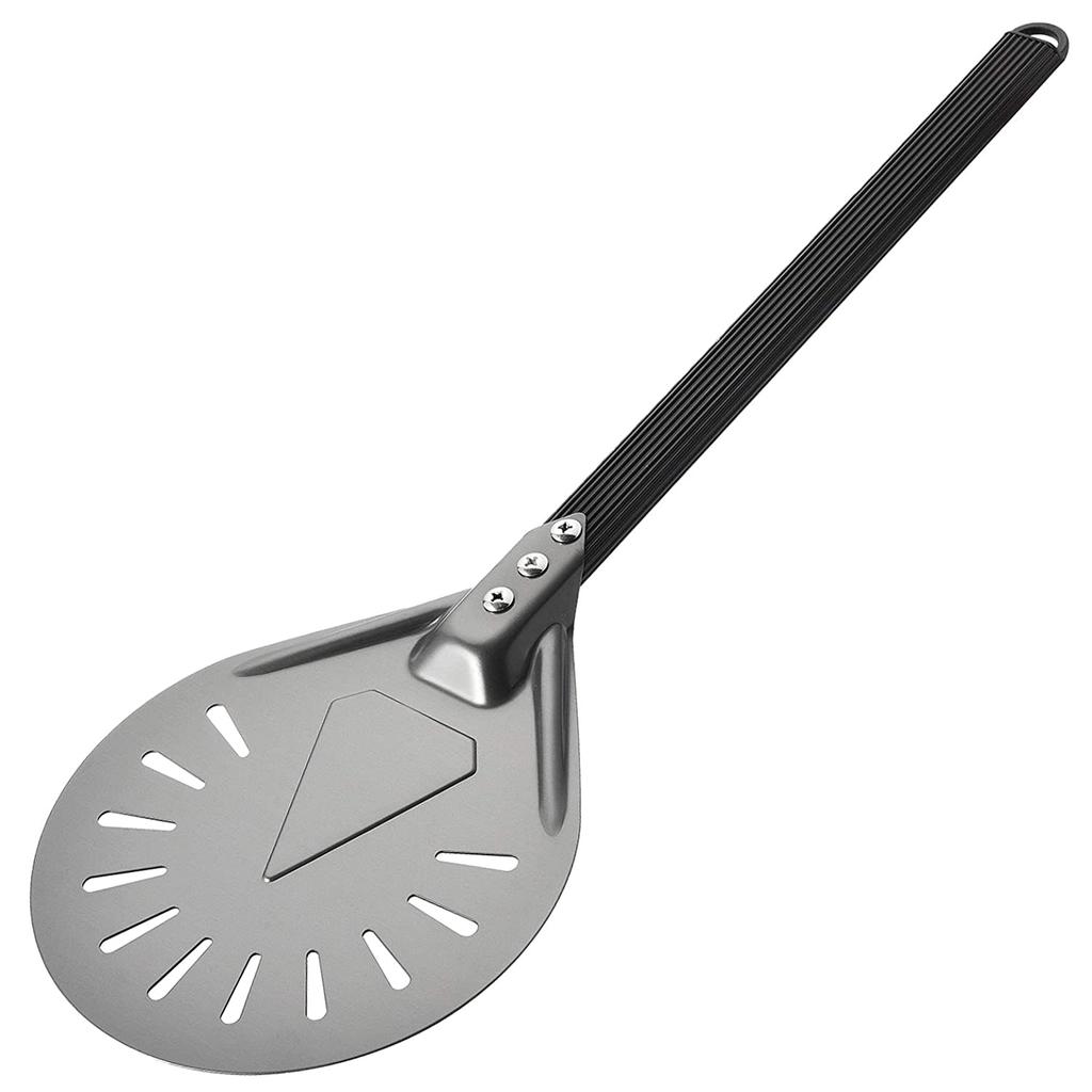 ABIYY-Turning Pizza Peel with 8 inch Aluminum Round Pizza Paddle, 23.6 inch Overall, Outdoor Pizza Oven Accessories