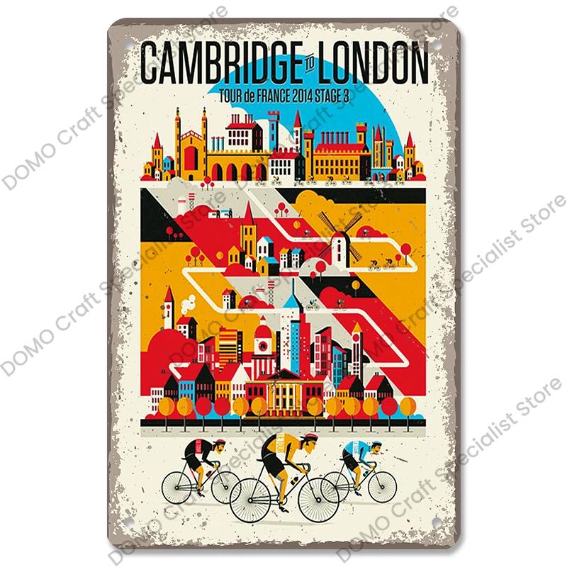 Placa de bicicleta Placa de lata de metal Ciclismo Corrida Vintage Metal Poster Wall Art Decor para Bike Club Garage Man Cave