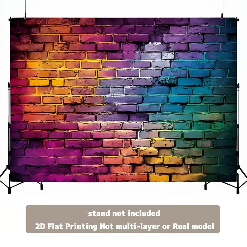 2D Bright Colorful Brick Wall Backdrop Rainbow Graffiti Photography Background