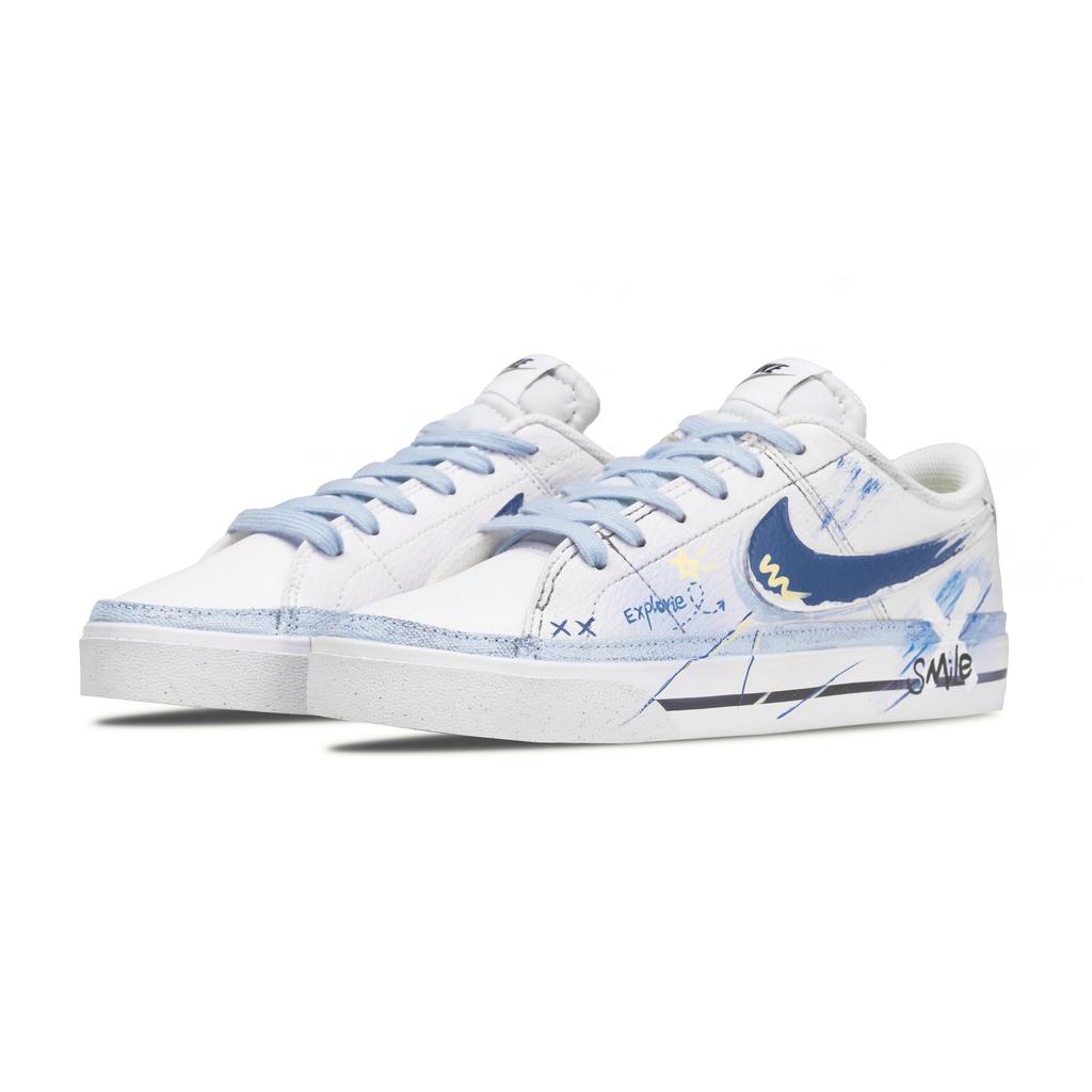 Nike Court Legacy Casual Wear resistant, Lightweight, Breathable, And Non slip. Low top Skateboard Shoes Unisex Blue DH3161-101(Team1555-)