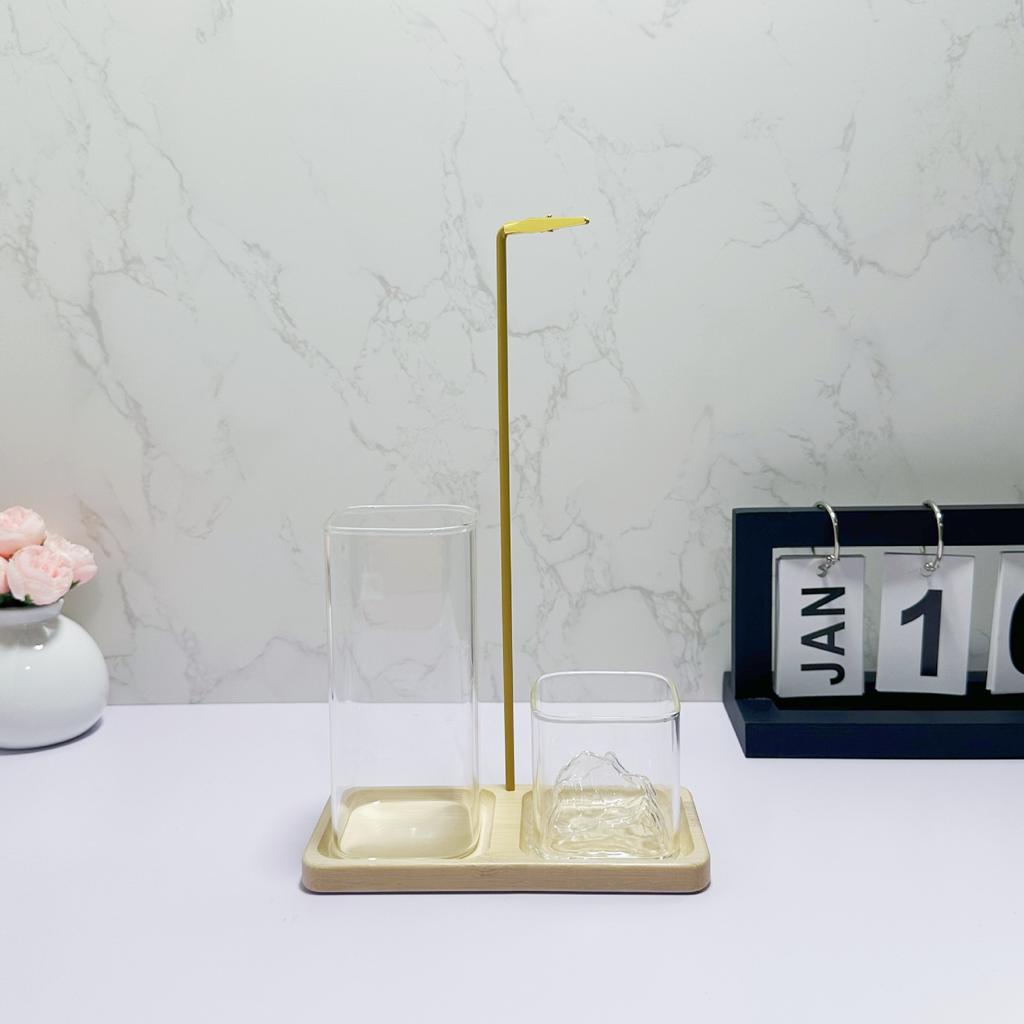 Uchwyt na kadzidło 2 w 1 na patyczki, popielniczka ze szkła i organizer na patyczki do medytacji, jogi