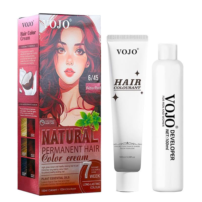 All-in-One Cross-Border Hair Dye Kit: Easy Full-Color Cream with Built-in Comb for Beginners