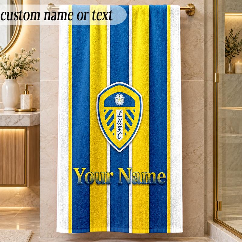 Beach TowelLeeds United Custom Name Text Personalized Soft Towel for Beach Pool Indoor Home Decor Gift