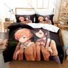 Cool Soft Pastel Cherry Blossom School Girls Sketch Bedding Set Duvet Cover + 2 Pillowcases Muted Pink Neutral Bedroom Decor