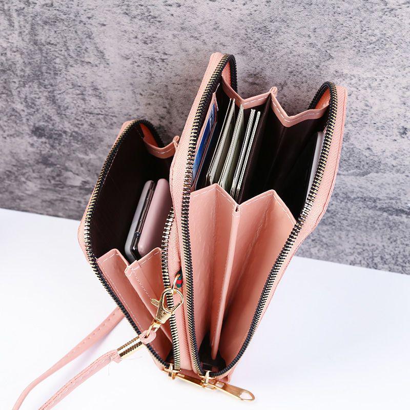 Korean-Style Women's Crossbody Phone & Cosmetic Bag: Touchscreen, Double Layer, Large Capacity