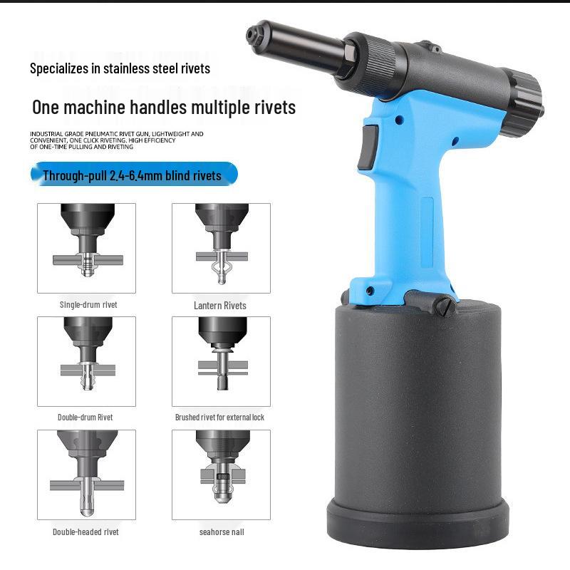 Industrial-Grade 4000H Automatic Pneumatic Rivet Gun, Self-Suction, Stainless Steel Blind & Pull Rivets
