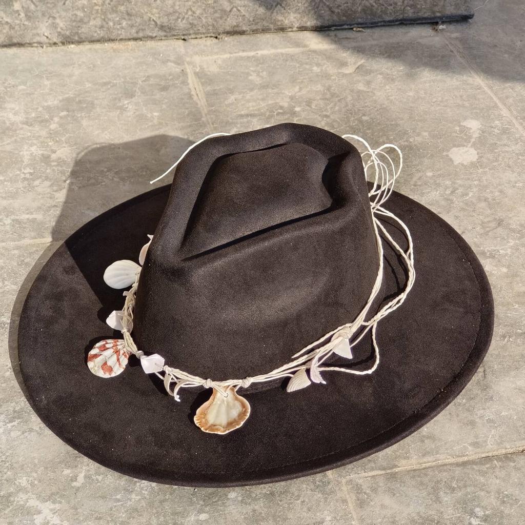 Vegan Suede Arrow-shaped Cap Women's Hat with Variousaccessoriesmen'sfedora Distressed Suede Hat Bohemianstylehat Men'sstraw Hat