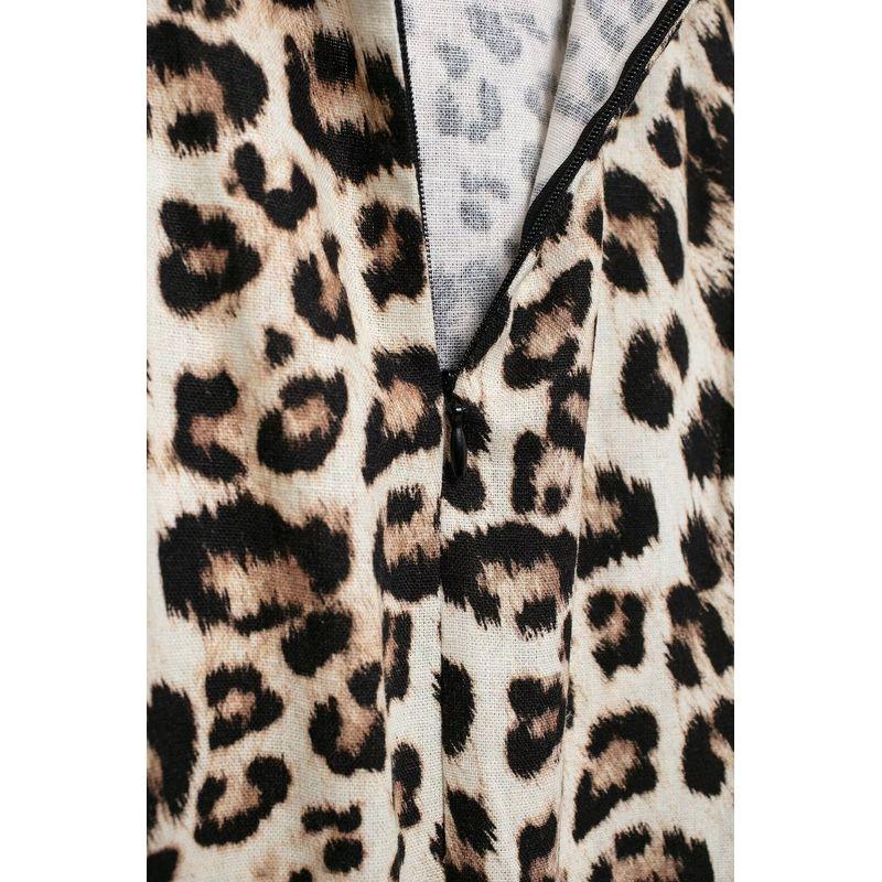 Kaslead New Arrival Women's Clothing Fashion Style Linen Blend Animal Pattern Print Midi Dress 8099403