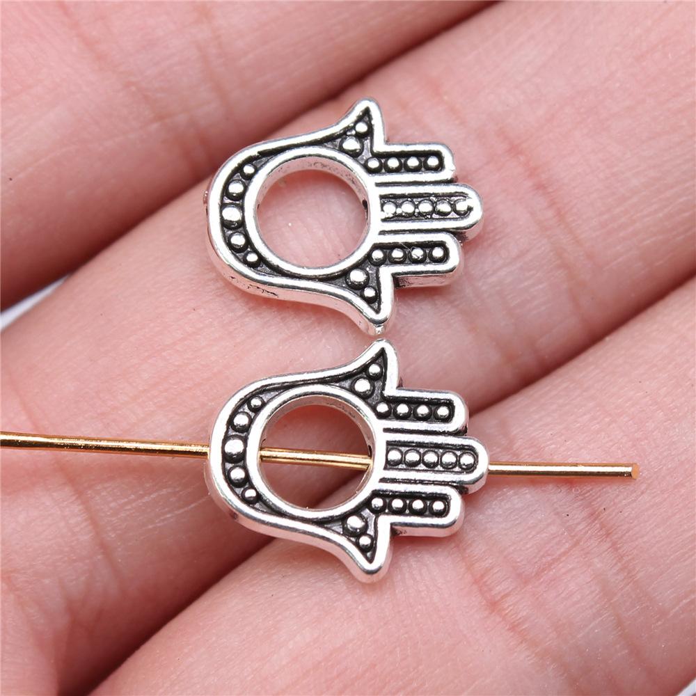 10pcs Charms Hamsa Hand Antique Silver Color Hamsa Hand Charms Pendants For Bracelets Lufthansa Hand Charms Wholesale