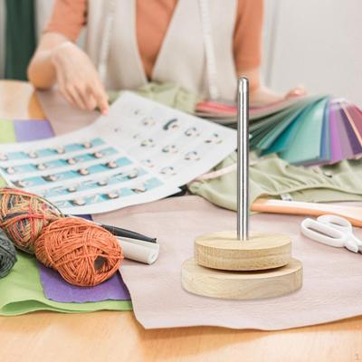 Wooden Yarn Ball Holder Rotating Dispenser Handcrafted Organizer Tool Storage Thread