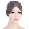 Turbante de algodón y lino para mujer, turbante trenzado para mujer, turbante musulmán, gorro químico, tocado indio