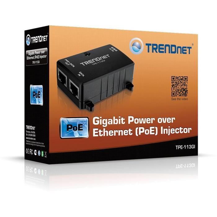 Gigabit PoE Injector - TRENDNET - TPE-113GI - Full Duplex Gigabit - Distance Up To 100m