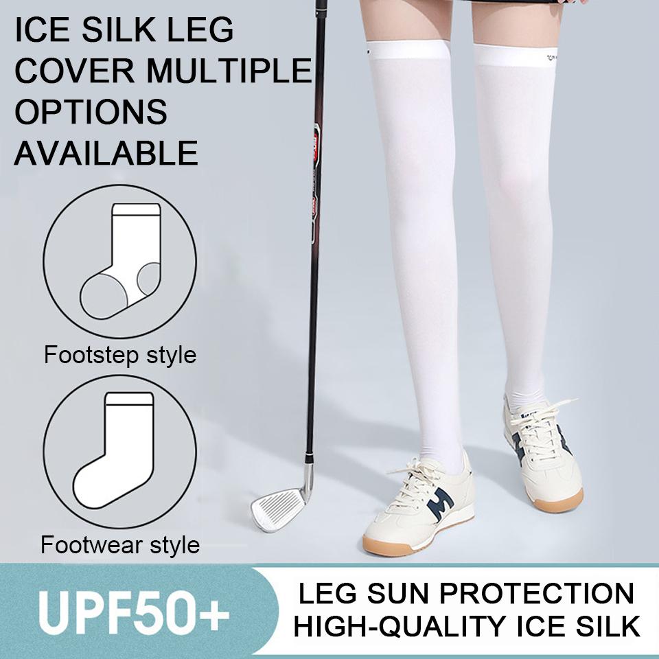 Ice Silk UV Protection Knee High Socks Breathable Anti Slip Golf Sports Stockings Elastic Cooling Effect Slimming Fit