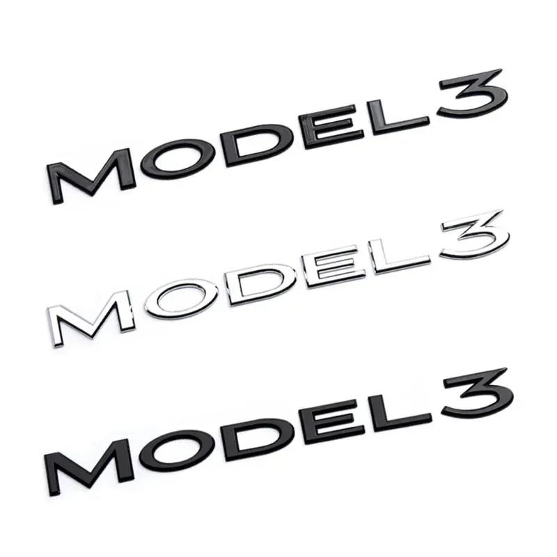 Original 3D ABS Letters Logo For Tesla MODEL 3 Y Car Rear Tailgate Trunk Emblem Badge Decal Stickers Auto Styling Accessories