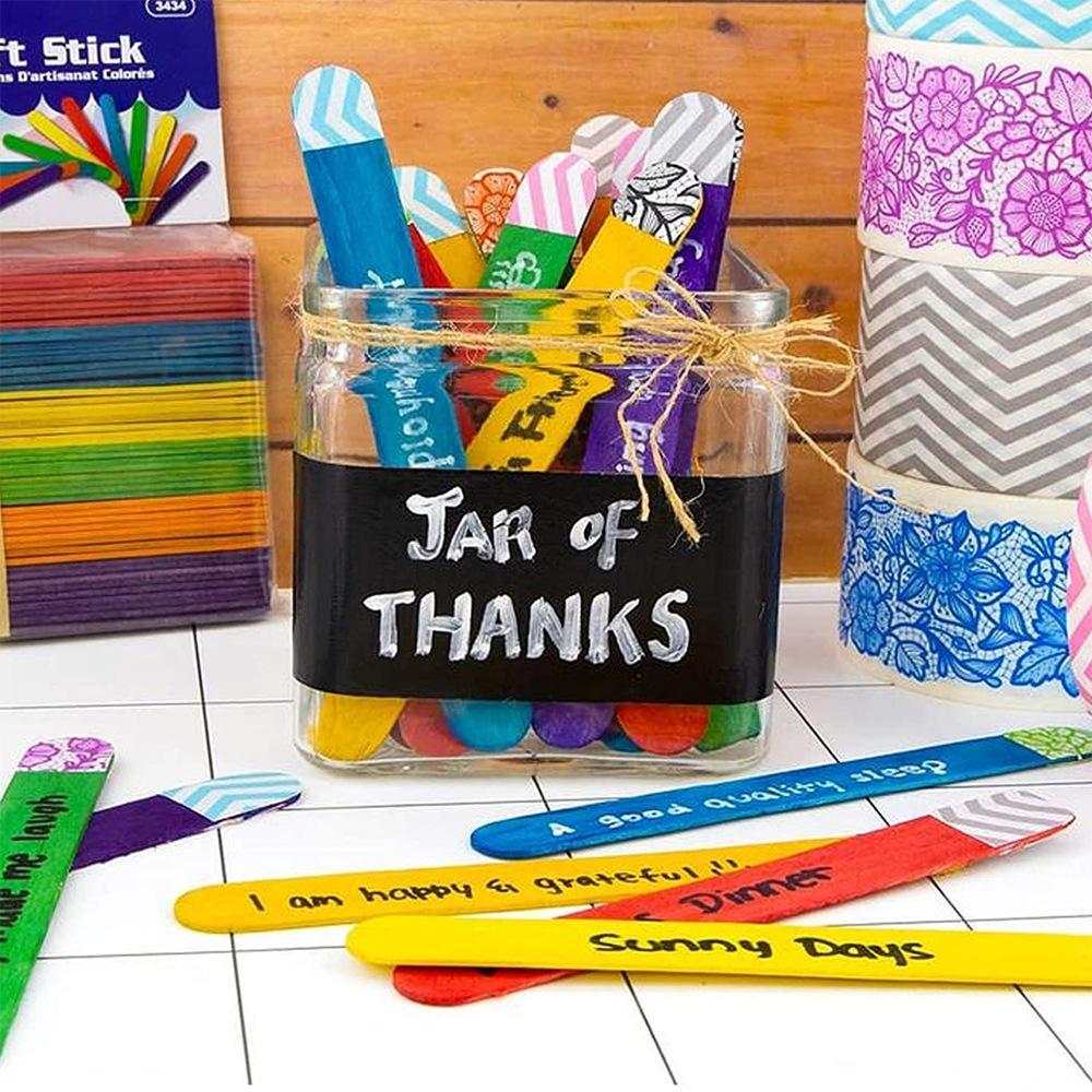 Color Popsicle Stick Ice Cream Stick Kindergarten Handmade Diy Material 114*10*2mm 50 Pcs
