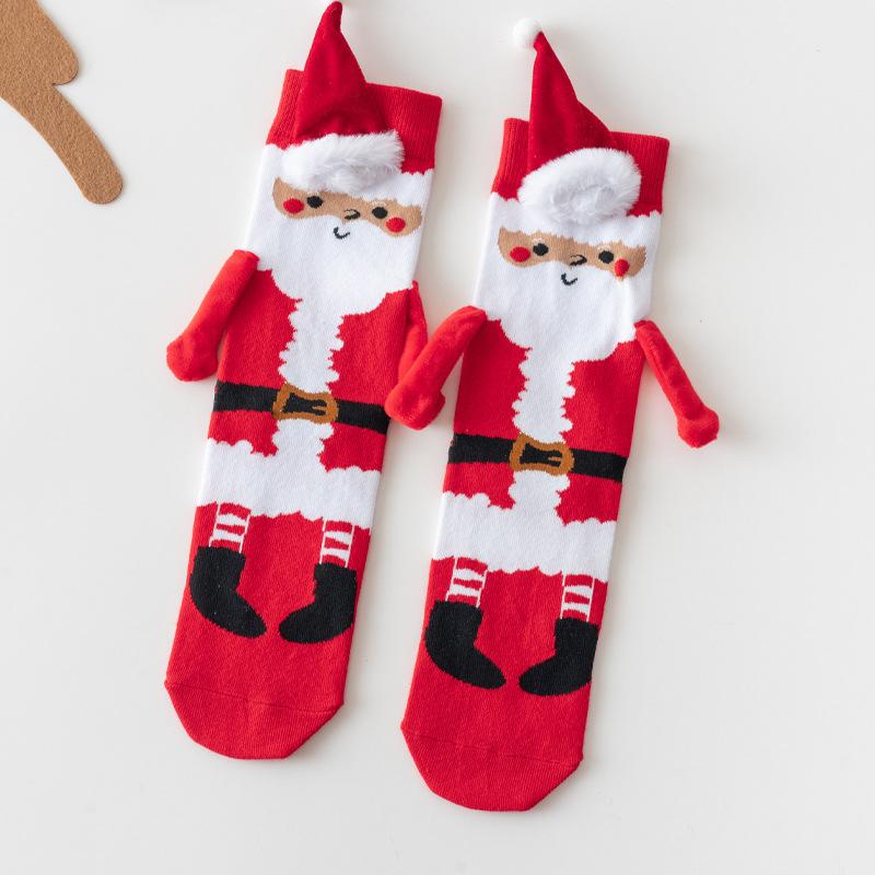 Christmas Cartoon Knit Crew Socks, Festive Santa Tree Gingerbread Pattern Socks Holiday Party Gifts