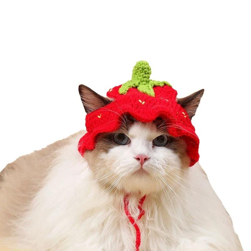Cappello per gatti autunno inverno Cappello elastico carino raffinato per animali domestici Cuccioli Gattini Cappello lavorato a maglia Party Photo Shoot Puntelli Decorazione Accessori per gatti