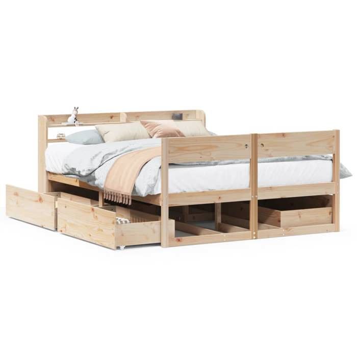 VidaXL Bed Frames Without Mattress 150x200 Cm Solid Pine Wood 3307119