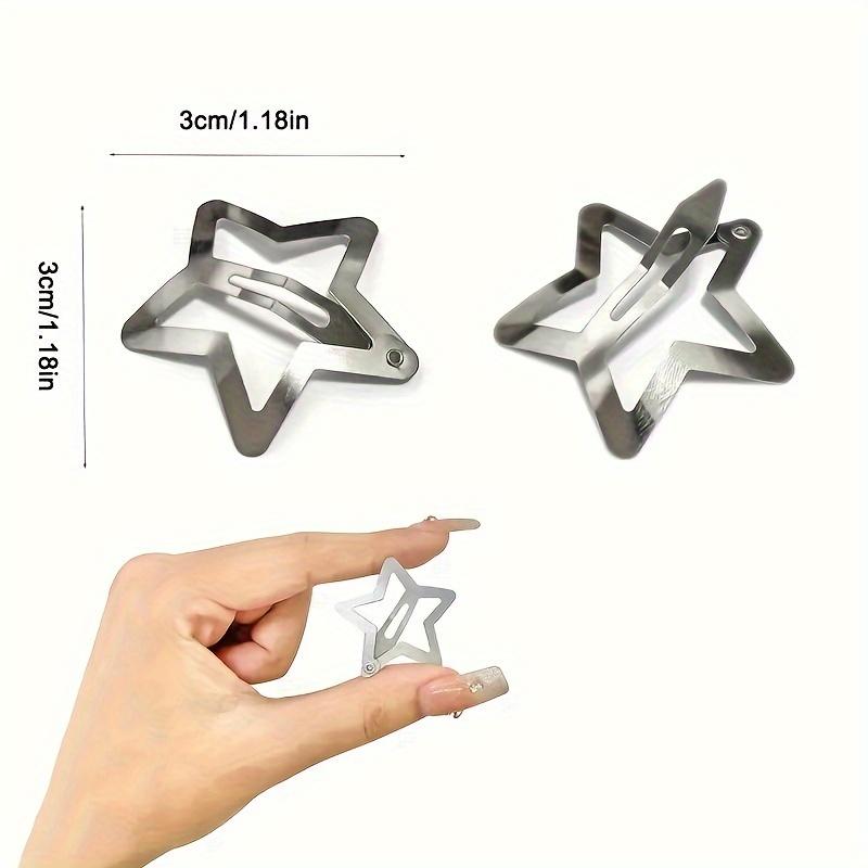 10pcs Star Hair Clips 2000s Y2K Snap Hair Barrettes Non Slip Star Hair Accessories Silvery Metal Hair Clips for Women Street