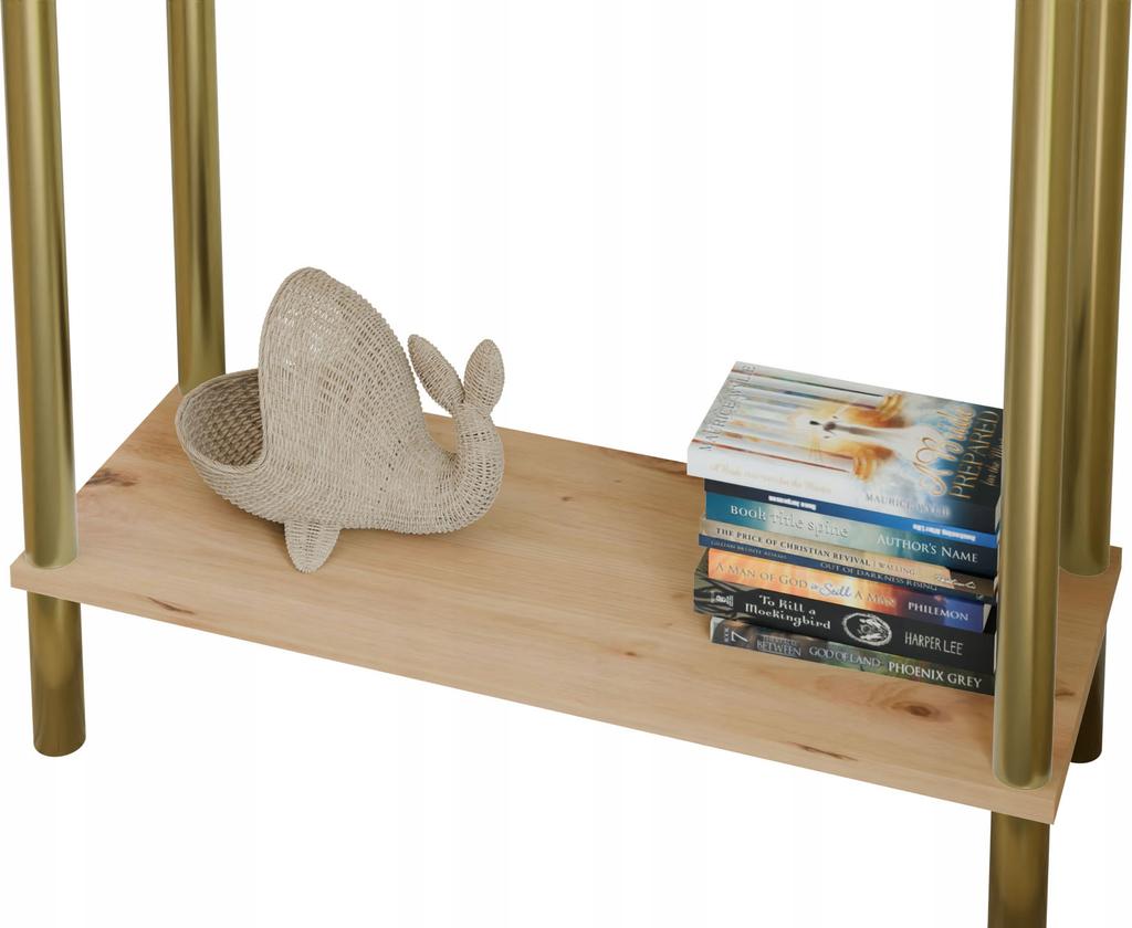 Konsola Nowoczesna Z Półką 80X30X80 Cm Metalowa Złota Do Przedpokoju