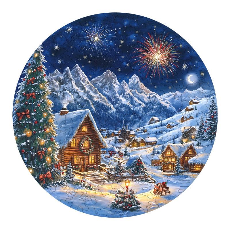 Wooden Puzzle Christmas Snow Scene Small Animal Shape Puzzle Flat Wooden Puzzle